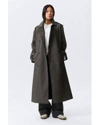 Weekday - Oversized Double-Breasted Canvas Trench Coat - Lyst