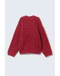 Monki - Long Cable Knit Textured Sweater - Lyst