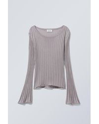 Weekday - Enora Sheer Knit Long Sleeve Top - Lyst