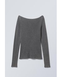 Weekday - Rib Fitted Long Sleeve Boatneck - Lyst