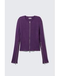 Weekday - Ribbed Fitted Zip Cardigan - Lyst