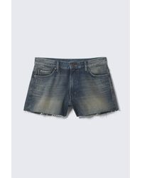Weekday - Duchess Low Rise Distressed Mini Denim Shorts - Lyst