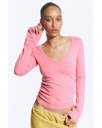 Monki - Slim V‑Neck Jersey Top - Lyst