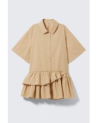 Weekday - Oversized Ruffled Mini Shirt Dress - Lyst