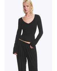 Monki - Slim V‑Neck Jersey Top - Lyst