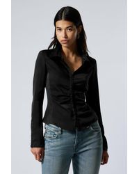 Weekday - Long-Sleeved Fitted Satin Shirt - Lyst