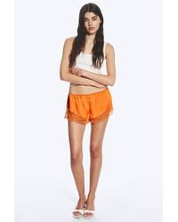 Monki - Short Satin Lace Shorts - Lyst