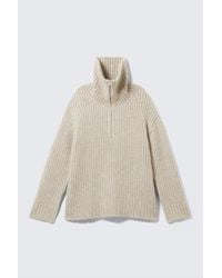 Weekday - Rib-Knit Half-Zip Turtleneck Sweater - Lyst