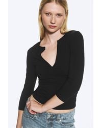 Weekday - Split V-Neck Three-Quarter Sleeve Top - Lyst