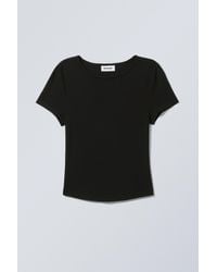 Weekday - Curved Hem Fitted Modal T-shirt - Lyst