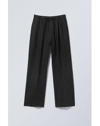 Weekday - Loose Fit Straight Leg Linen Trousers - Lyst