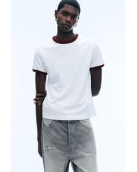 Weekday - Short-Sleeved Contrast Trim Cotton T-Shirt - Lyst