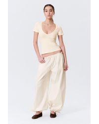 Monki - Slim Deep V-Neck T-Shirt - Lyst