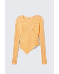 Weekday - Knitted Wrap-Shaped Asymmetric V-Neck Sweater - Lyst