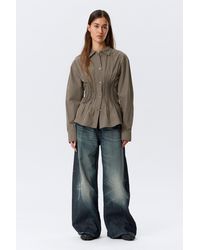 Weekday - Gathered Waist Cotton Poplin Shirt - Lyst