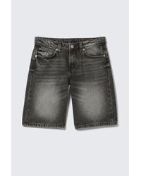 Monki - Imoo Low-Rise Wide Leg Denim Shorts - Lyst