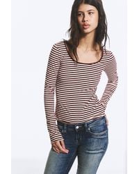 Monki - Long-Sleeved Slim Fit Scoop Neck Top - Lyst