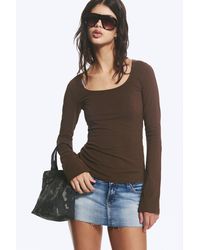 Monki - Slim Scoop Neck Long-Sleeved Top - Lyst