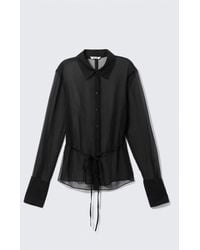 Monki - Fitted Tie-Back Sheer Shirt - Lyst
