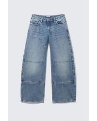 Monki - Low Rise Loose Barrel Workwear Jeans - Lyst