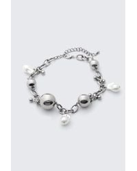 Weekday - Chunky Pearl Charm Chain Necklace - Lyst