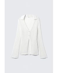 Monki - Open-Knit V-Neck Cardigan - Lyst