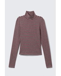 Weekday - Fitted Striped Turtleneck Top - Lyst