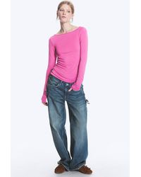 Monki - Sheer Boatneck Long-Sleeve - Lyst