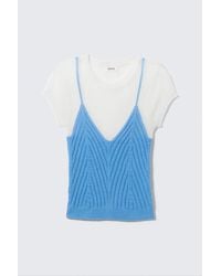 Monki - Kurzärmliges Stricktop Mit Lagenoptik - Lyst