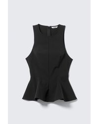 Monki - Fitted Nylon Peplum Top - Lyst