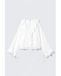 Weekday - Frilled Long-Sleeved Wrap Blouse - Lyst