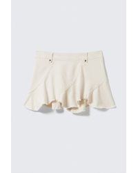 Monki - Frayed Asymmetric Mini Twill Skirt - Lyst