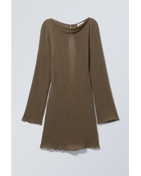 Weekday - Mini Long Sleeve Linen Blend Dress - Lyst