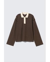 Monki - Long-Sleeved Cotton Polo Top - Lyst