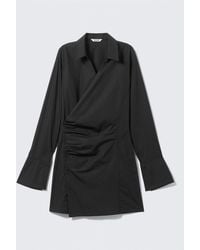 Weekday - Long-Sleeved Asymmetric Mini Shirt Dress - Lyst
