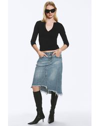Weekday - Low Rise Denim Midi Skirt - Lyst