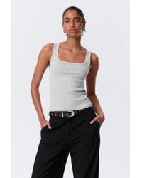 Weekday - Slim Square Neck Ribbed Tank Top - Lyst