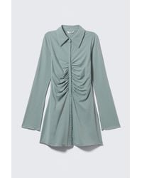 Monki - Long-Sleeve Slim Fit Gathered Dress - Lyst