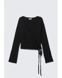 Monki - V-Neck Wrap Knit Cardigan - Lyst