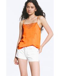 Monki - Satin Lace Top - Lyst