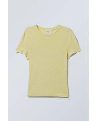 Weekday - Linen Blend Fitted T-shirt - Lyst