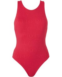 Seafolly Badpak Met Ingeweven Merknaam Fuchsia - Roze