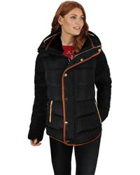 Where's That From Wrenly Quilted Hooded Winter Coat With Full Sleeves - Black
