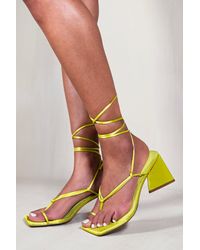 Where's That From Teagan Strappy Pyramid Block Heel Sandal With Lace Up Detail - Green