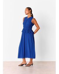 Whistles - Petite Shirred V Neck Midi Dress - Lyst