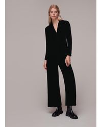 Whistles - Velvet Zip Front Jumpsuit - Lyst