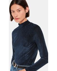 Whistles - Velvet Stripe High Neck Top - Lyst