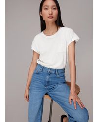 Whistles - Ember Linen Mix Pocket Tee - Lyst