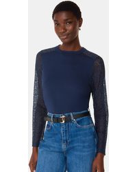 Whistles - Lace Sleeve Detail Top - Lyst