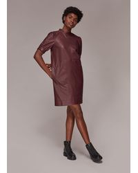Whistles - Puff Sleeve Leather Dress - Lyst